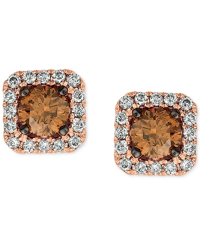 Le Vian Chocolatier Diamond (3/4 ct. t.w.) Halo Stud Earrings in 14k White Gold, Rose Gold or Yellow Gold.
