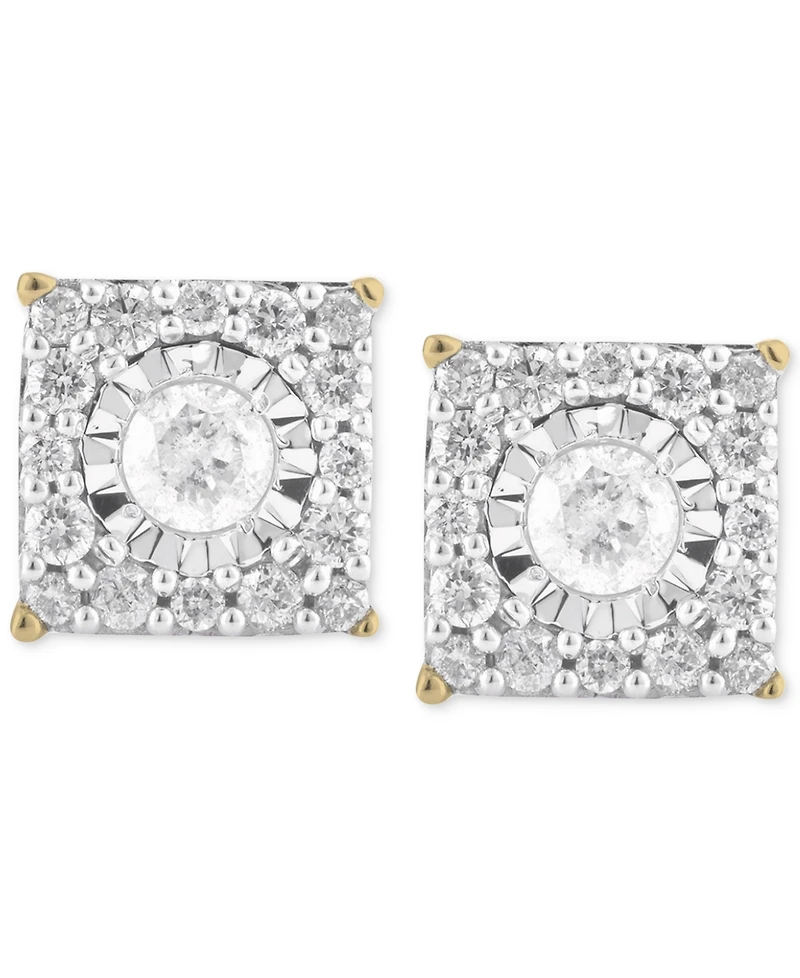 Diamond Cluster Stud Earrings (1/3 ct. t.w.) 14k White Gold, Yellow Gold and Rose