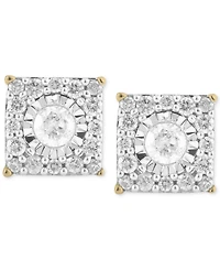 Diamond Cluster Stud Earrings (1/3 ct. t.w.) 14k White Gold, Yellow Gold and Rose