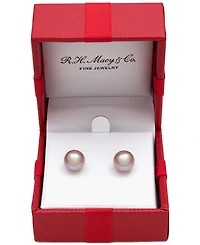 Belle de Mer Cultured Freshwater Pearl Stud 14k Yellow Gold Earrings (8mm)