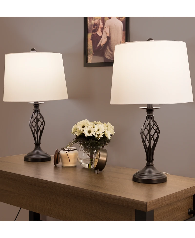 Lavish Home Set of 2 Cage Lamp Set