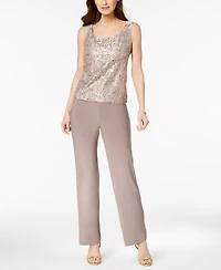 R & M Richards 3-Pc. Sequined Lace Pantsuit Jacket