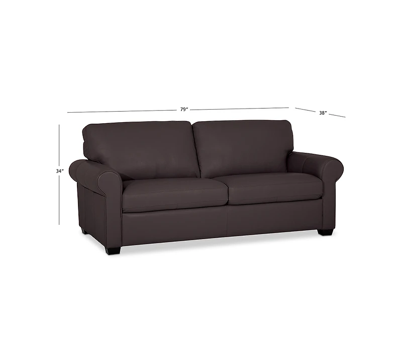 Orid 77" Leather Roll Arm Apartment Sofa, Created for Macy's