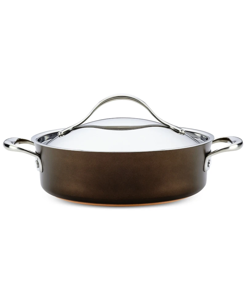 Anolon Nouvelle Copper Luxe Hard-Anodized Nonstick Cookware Set, 3-Piece, Sable