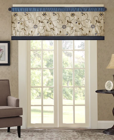 Embroidered floral embroidery Window Valance for Bedroom and kitchen, Lining and 3" rod pocket fits up to 1.25" diameter rod valances for wi