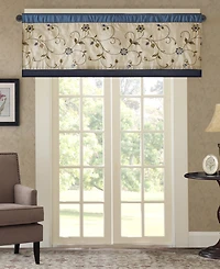Embroidered floral embroidery Window Valance for Bedroom and kitchen, Lining and 3" rod pocket fits up to 1.25" diameter rod valances for wi