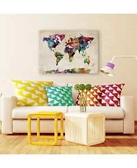Michael Tompsett 'Urban Watercolor World Map' Canvas Art