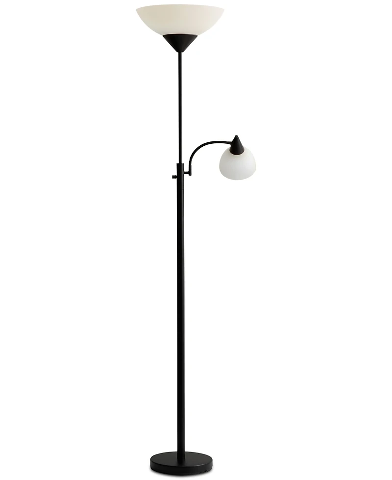 Adesso Piedmont Black Torchiere Floor Lamp
