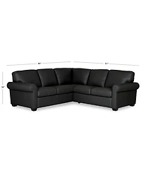 Orid 2-Pc. "L"-Shaped Leather Roll Arm Sectional , Created for Macy's