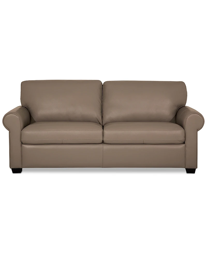 Orid 77" Leather Roll Arm Apartment Sofa, Created for Macy's