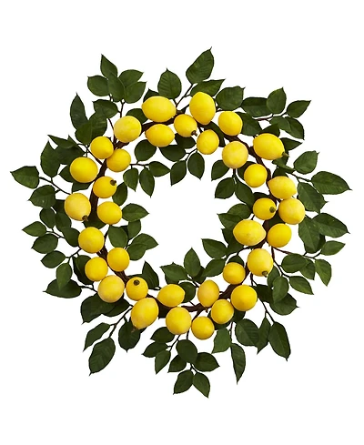 Nearly Natural 24" Artificial Lemon Wreath