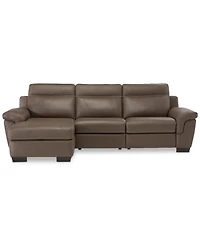 Closeout! Julius Ii 3-Pc. Leather Sectional Sofa With 1 Power Recliner, Headrests, Chaise And Usb Outlet