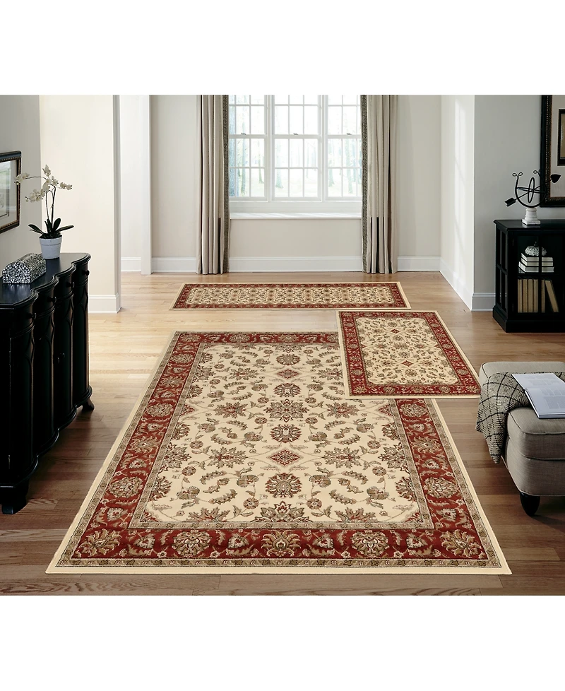 Closeout! Km Home Stadio Meshed Ivory/Brick 3-Pc. Rug Set