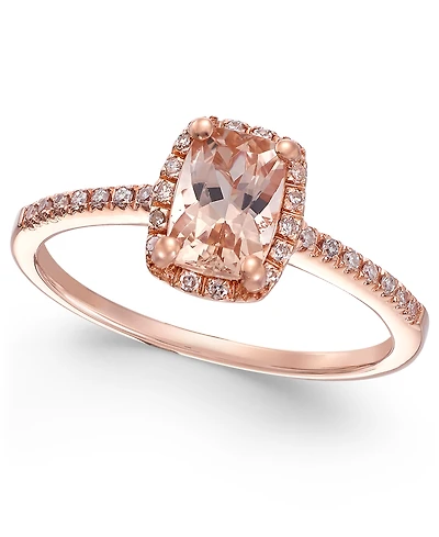 Morganite (3/4 ct. t.w.) and Diamond (1/10 ct. t.w.) Ring in 14k Rose Gold