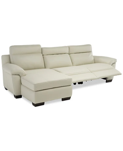 Closeout! Julius Ii 3-Pc. Leather Chaise Sectional Sofa With 2 Power Recliners, Power Headrests And Usb Power Outlet
