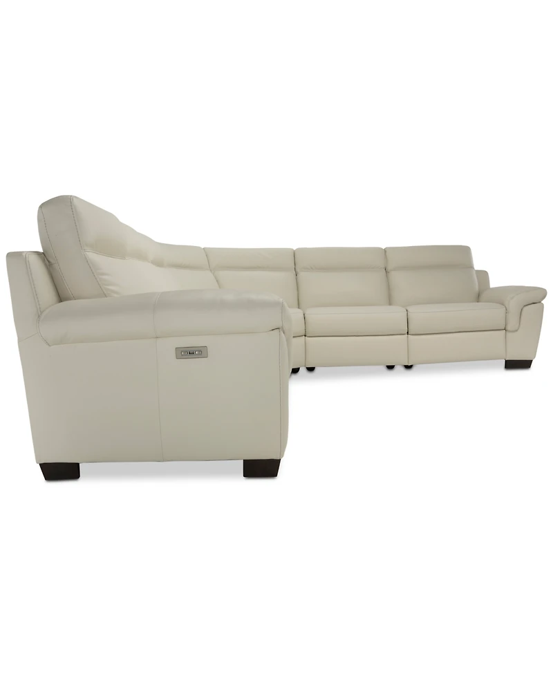 Closeout! Julius 150" Ii 6-Pc. Leather Sectional Sofa With 2 Power Recliners, Power Headrests & Usb Power Outlet, Created for Macy's