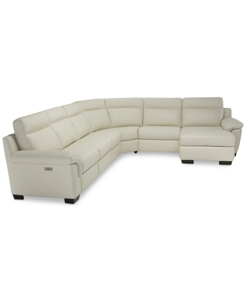 Closeout! Julius Ii 150" 6-Pc. Leather Chaise Sectional Sofa With 2 Power Recliners, Power Headrests & Usb Power Outlet, Created for Macy's
