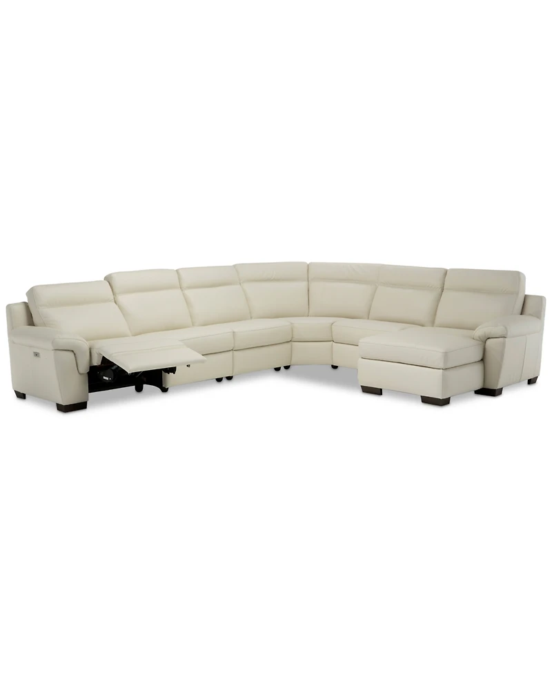 Closeout! Julius Ii -Pc. Leather Chaise Sectional Sofa With 1 Power Recliner, Power Headrest & Usb Power Outlet