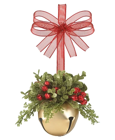 Ganz Kissing Krystals Mistletoe Gold Sleigh Bell