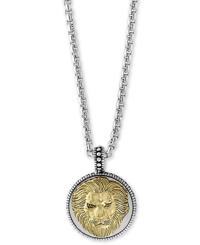 Effy Men's Two-Tone Lion's Head 22" Pendant Necklace in Sterling Silver and 18k Gold-Plate