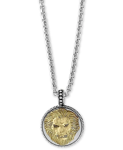Effy Men's Two-Tone Lion's Head 22" Pendant Necklace in Sterling Silver and 18k Gold-Plate
