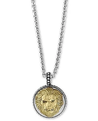 Effy Men's Two-Tone Lion's Head 22" Pendant Necklace in Sterling Silver and 18k Gold-Plate