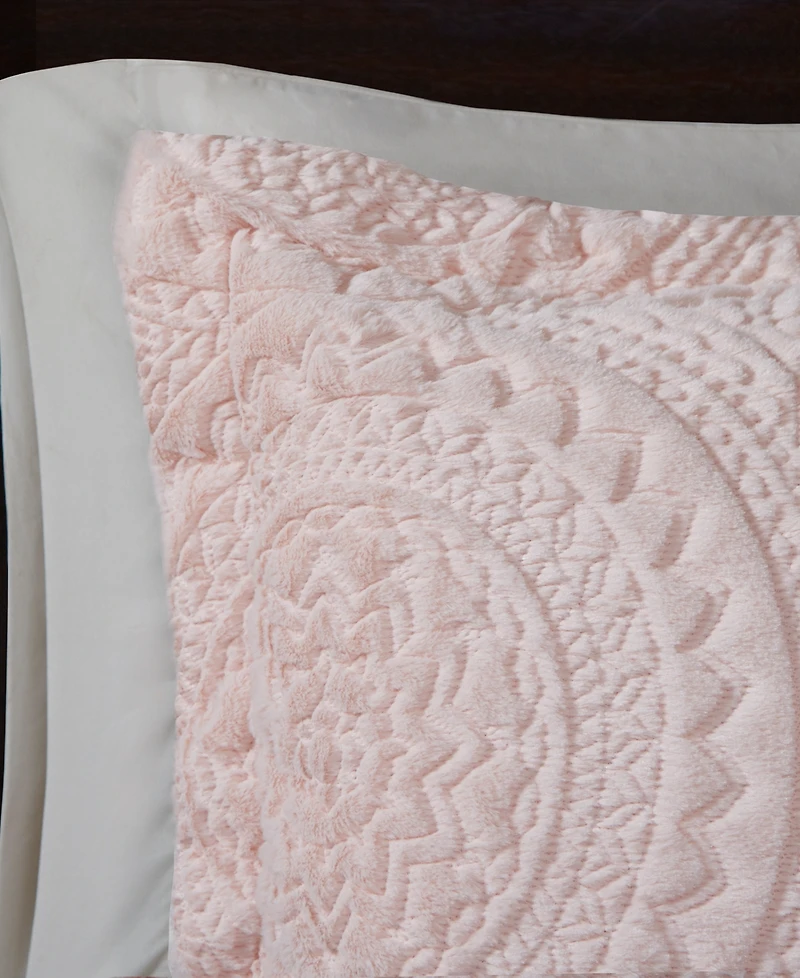 Madison Park Arya Embroidered Medallion Faux Fur 3-Pc. Comforter Set, Full/Queen