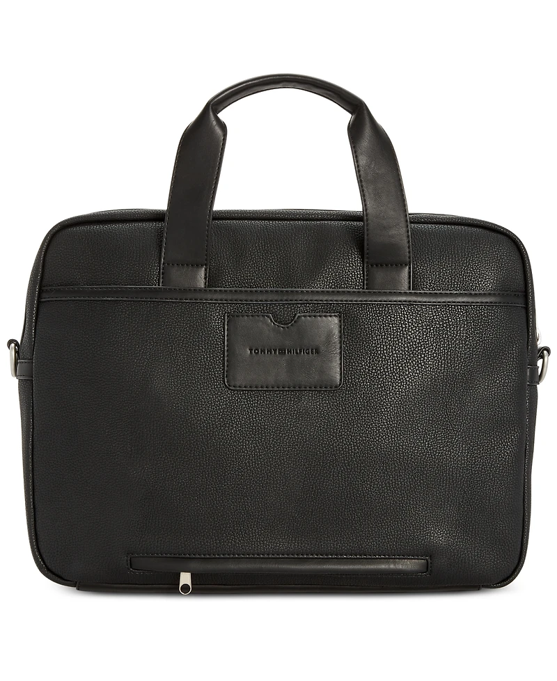 Tommy Hilfiger Men's Pebble Faux-Leather Leo Briefcase