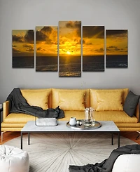 Ready2HangArt Niue Sunset 5 Piece Wrapped Canvas Coastal Wall Art Set, 30" x 60"