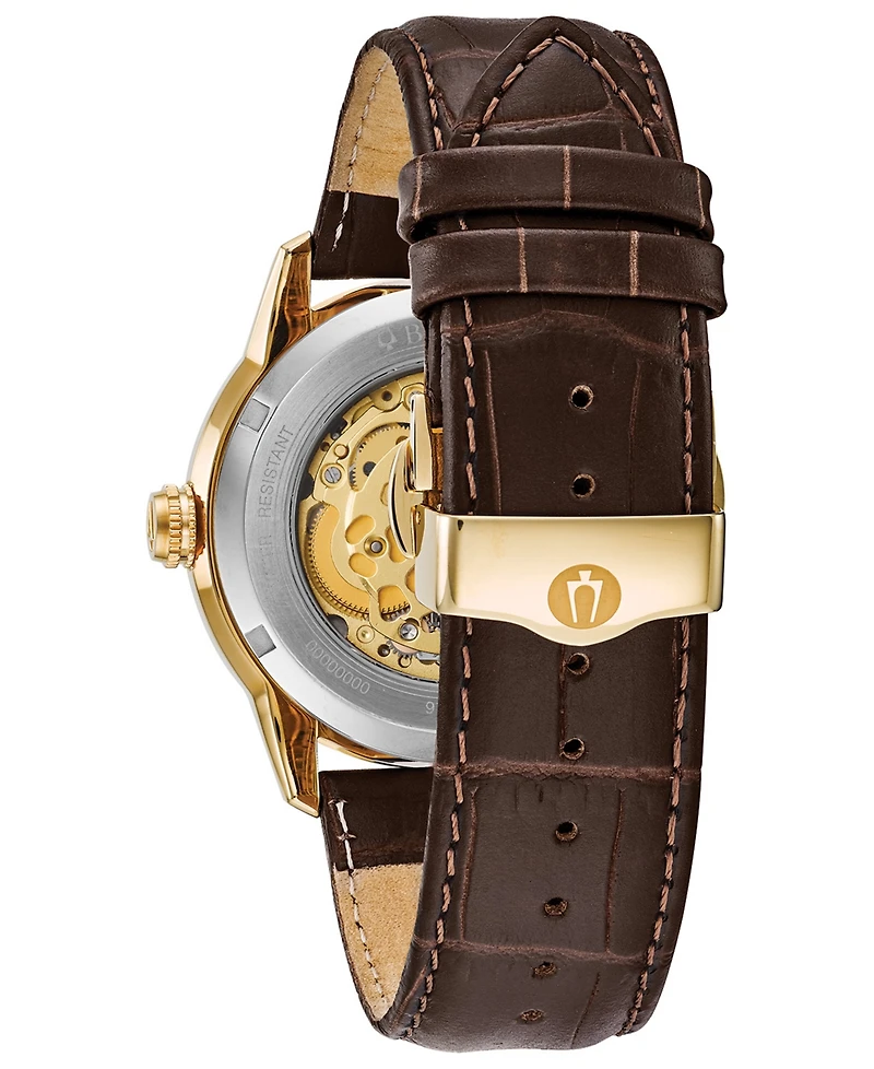Bulova Men's Automatic Sutton Brown Leather Strap Watch 43mm