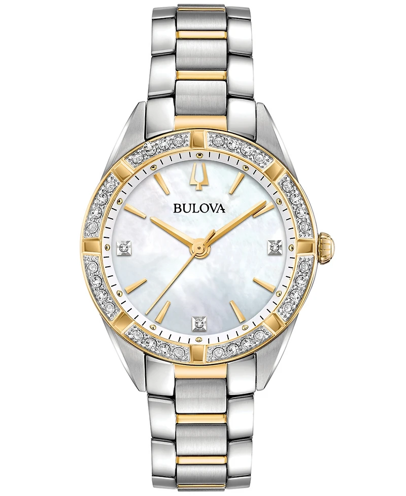 Bulova Women's Sutton Diamond (1/10 ct. t.w.) Two-Tone Stainless Steel Bracelet Watch 32.5mm