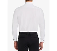 Michelsons of London Men's Slim-Fit Stretch Solid Wing Collar French Cuff Tuxedo Shirt