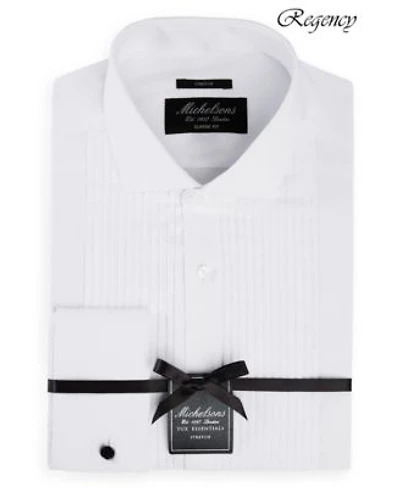 Michelsons Of London Stretch Pleated Bib French Cuff Tuxedo Shirt Regular Slim Fit