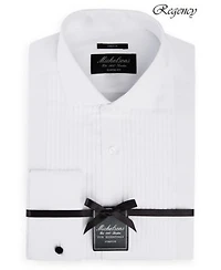 Michelsons Of London Stretch Pleated Bib French Cuff Tuxedo Shirt Regular Slim Fit