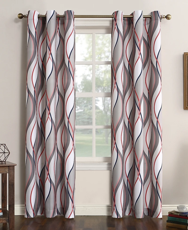 Intersect Ogee Print Semi-Sheer Grommet Curtain Panel
