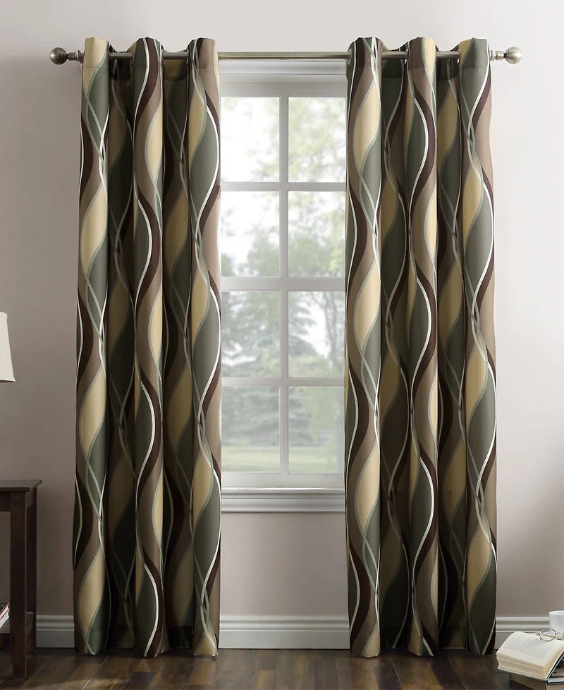 Intersect Ogee Print Semi-Sheer Grommet Curtain Panel