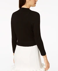 Jessica Howard Open-front Cropped 3/4 Sleeve Cardigan
