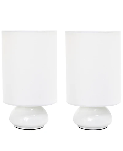 Simple Designs Gemini Colors 2 Pack Mini Touch Table Lamp Set with Fabric Shades