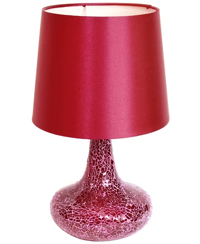 Simple Designs Mosaic Tiled Glass Genie Table Lamp with Fabric Shade