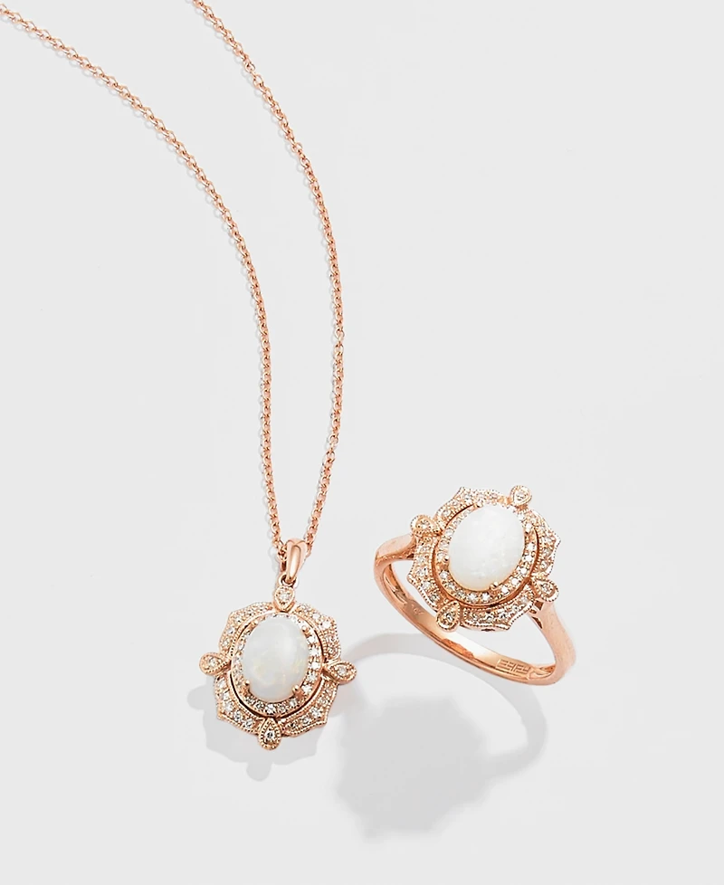 Effy Opal (5/8 ct. t.w.) and Diamond (1/6 Oval Ring 14k Rose Gold