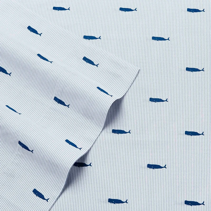 Nautica Whale Stripe Cotton Percale -Piece Sheet Set