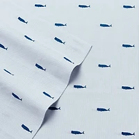 Nautica Whale Stripe Cotton Percale -Piece Sheet Set