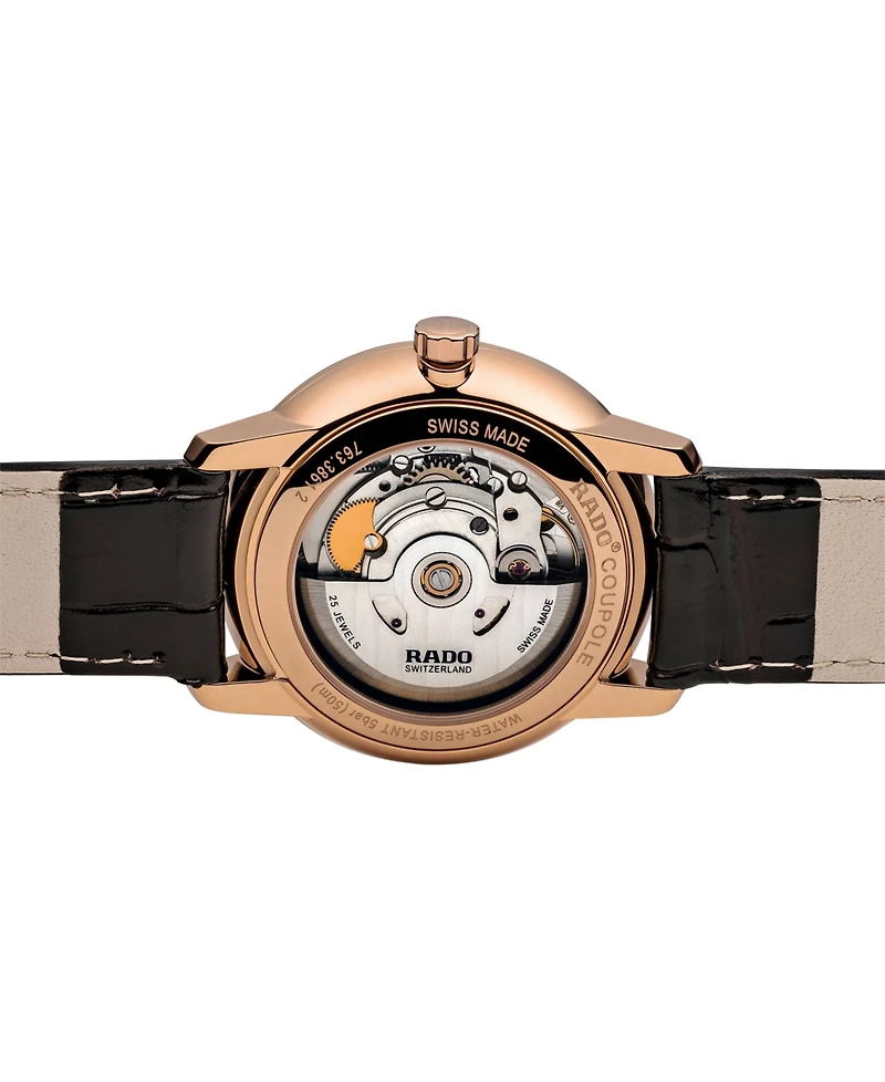 Rado Men's Swiss Automatic Coupole Classic Dark Brown Leather Strap Watch 38mm R22861115