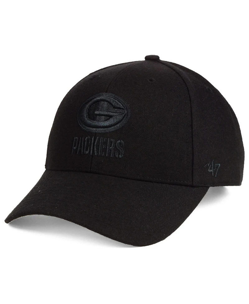 '47 Brand Green Bay Packers Black & Black Mvp Strapback Cap