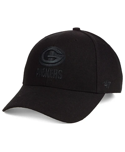 '47 Brand Green Bay Packers Black & Black Mvp Strapback Cap
