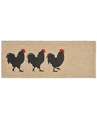 Liora Manne Front Porch Indoor/Outdoor Roosters Neutral 2' x 5' Runner Area Rug
