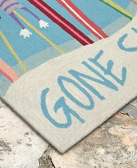 Liora Manne Front Porch Indoor Outdoor Gone Skiing Blue Area Rugs
