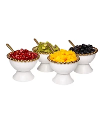 Classic Touch Set of 4 Porcelian Dessert cups with Gold Beaded Design