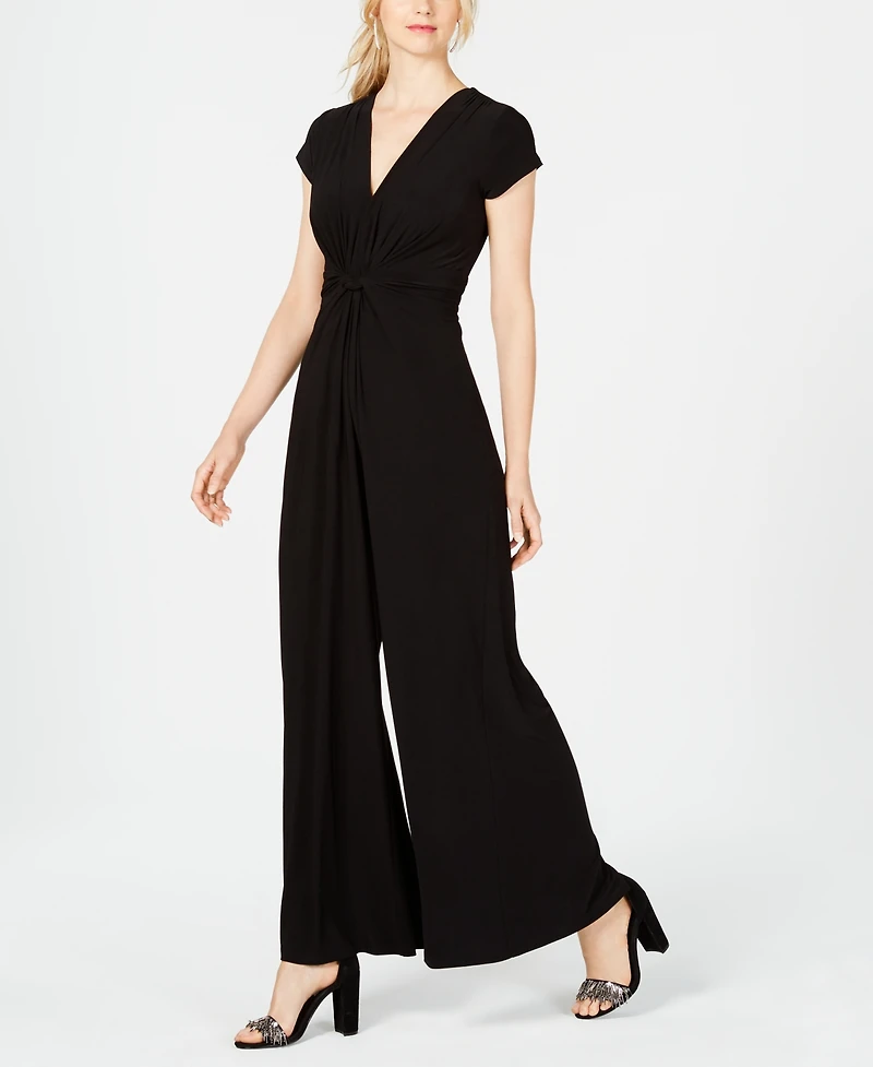 Vince Camuto Twist-Front Plunge Jumpsuit
