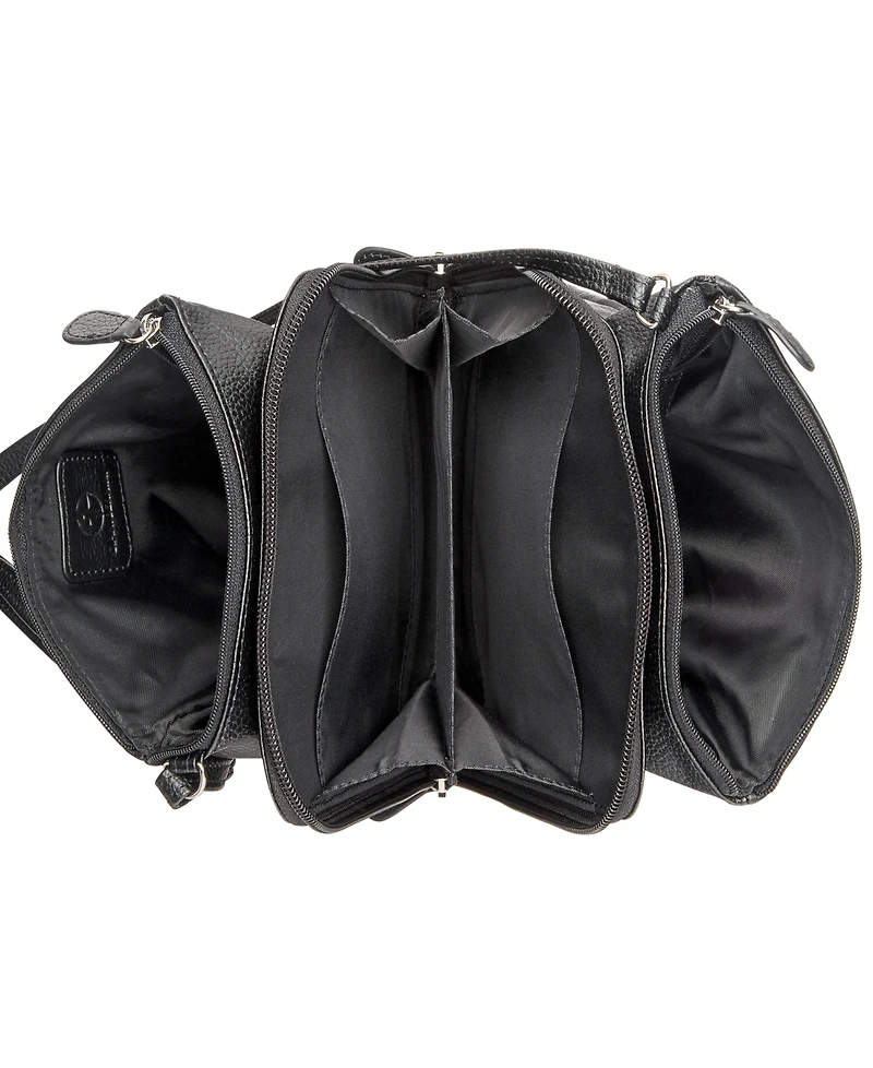 Giani Bernini Triple-Zip Pebble Leather Dasher Crossbody